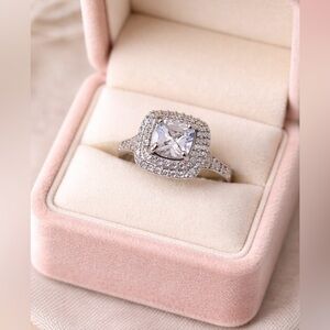 🌹✅18K Gold filled Square Topaz Zircon Silver Ring